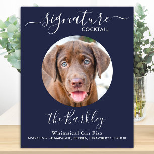 Pet Dog Wedding Signature Cocktail Navy Blue Poster