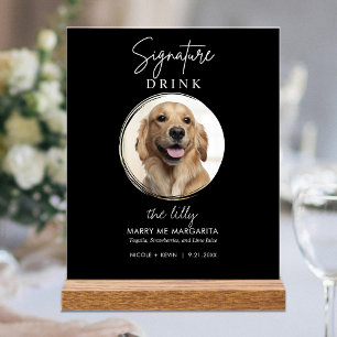 Pet Dog Wedding Signature Drinks Cocktail Bar Acrylic Sign
