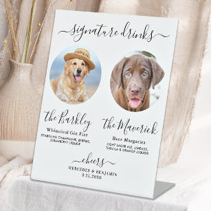 Pet Dog Wedding Signature Drinks Custom Photo Bar  Pedestal Sign