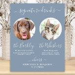 Pet Dog Wedding Signature Drinks Photo Dusty Blue Poster<br><div class="desc">Signature Drinks ! Simple yet elegant calligraphy, this signature drink bar sign features two cocktails 'the Bride' and 'the Groom', personalised with your drinks of choice. Customise this elegant wedding sign with your favourite pet photo, dog photo, engagement photo or couples photos, names and signature drinks! You can also customise...</div>