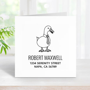 Pet Duck Goose Necktie Return Address Rubber Stamp