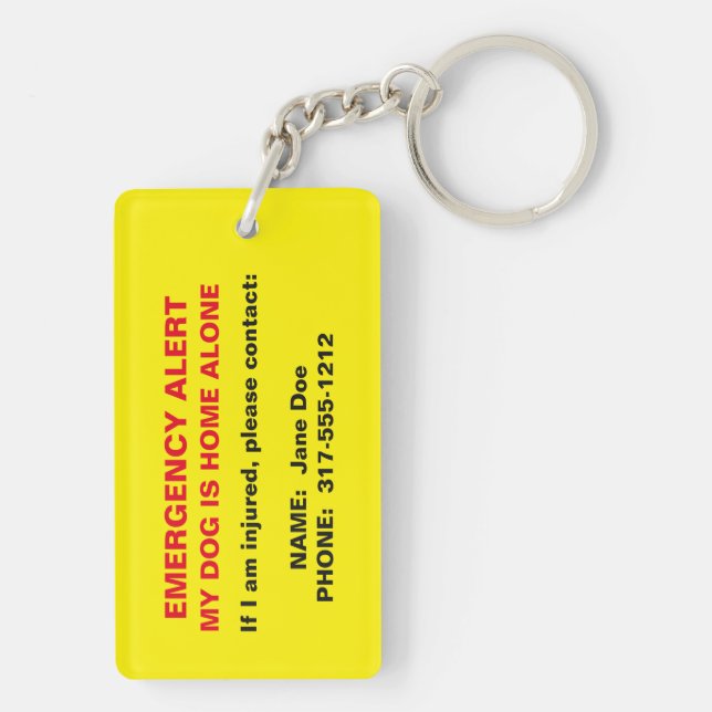 Pet Emergency Alert Keychain (Back)