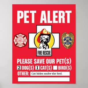 Pet Emergency Alert Please Rescue Pets Window Sign