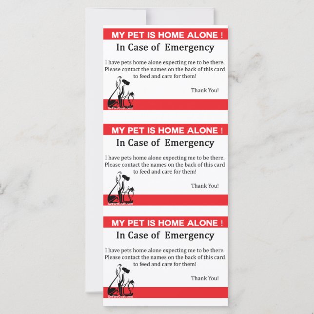 Pet Emergency Card (Front)