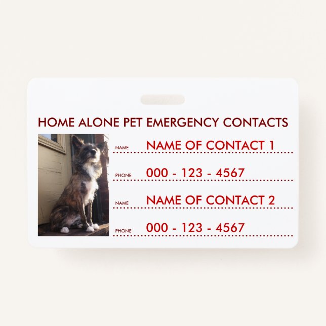 pet emergency contacts ID badge (Back)