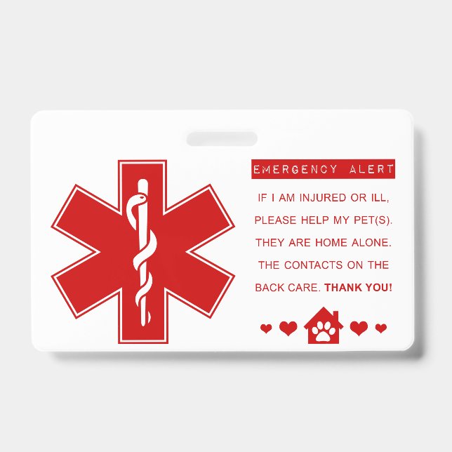pet emergency contacts ID badge (Front)