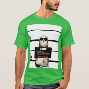 Pet Ferret Funny Thief Mugshot Ferret Lover Gift  T-Shirt