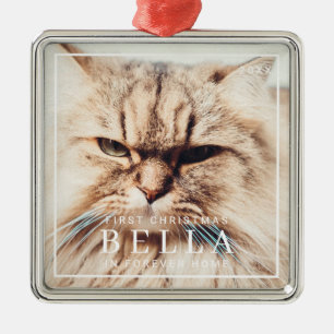Pet First Christmas in Forever Home Photo Holiday Metal Tree Decoration