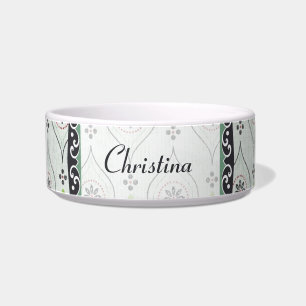 Pet Food Bowl blue Flower Pattern
