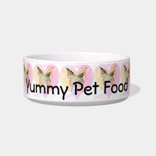 Pet Food Dish with Butterflies & Hearts
