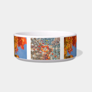 Pet Food Water Bowl Autumn Leaves Dog Bowls