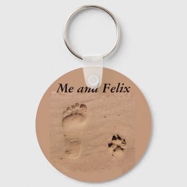 Pet & Footprint in the Sand Key Ring (Front)