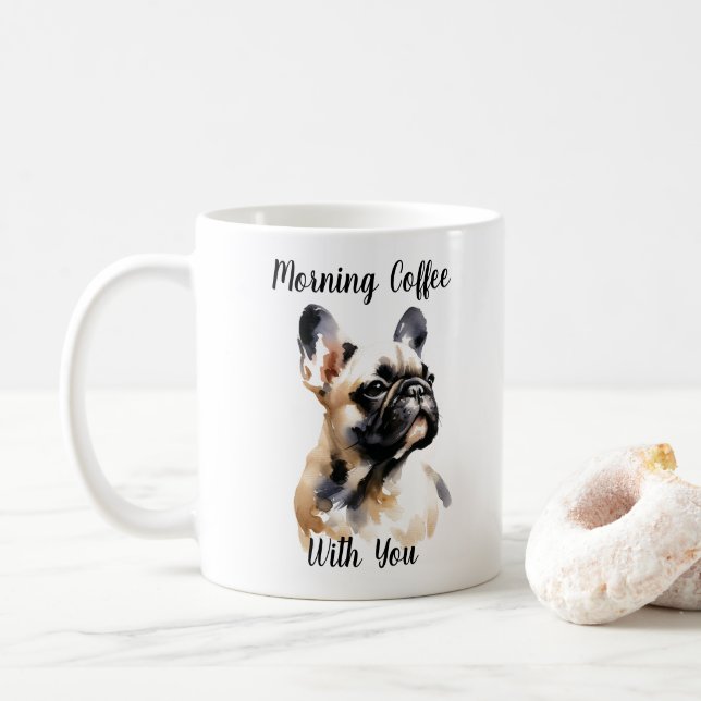 Pet French Bull Watercolor Personalise Mug (With Donut)