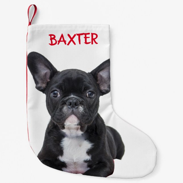 Pet French Bulldog Dog Photo Personalised   Small Christmas Stocking (Front)