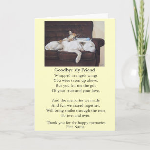 pet friend sympathy poem original customisable card