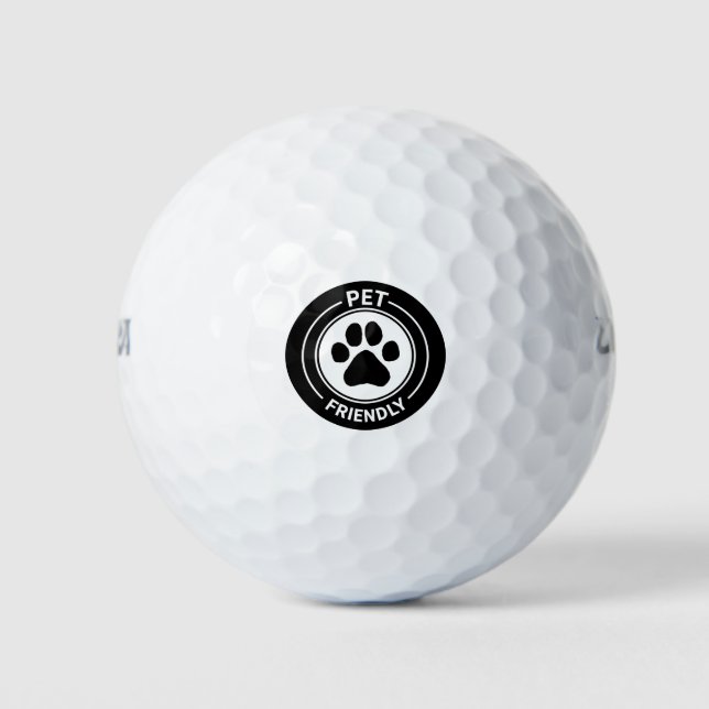Pet Friendly Bestie Westie Drawn Paw - Black Golf Balls (Front)