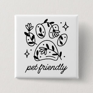 Pet friendly floral dog paw aesthetic 15 cm square badge