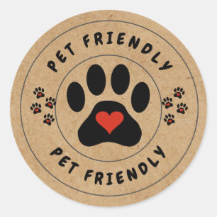 Pet Friendly Kraft Label with heart paw