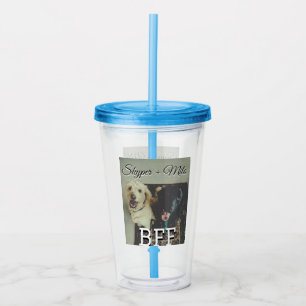 Pet friends besties add name pet photo animal love acrylic tumbler