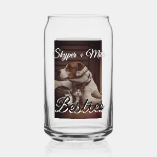 Pet friends besties add name pet photo animal love can glass