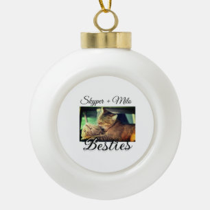 Pet friends besties add name pet photo animal love ceramic ball christmas ornament