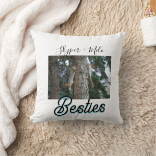 Pet friends besties add name pet photo animal love cushion