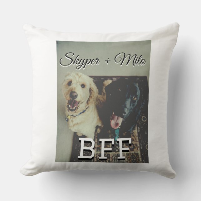 Pet friends besties add name pet photo animal love cushion (Front)