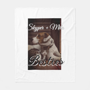 Pet friends besties add name pet photo animal love fleece blanket