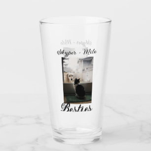 Pet friends besties add name pet photo animal love glass