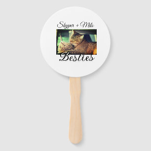 Pet friends besties add name pet photo animal love hand fan