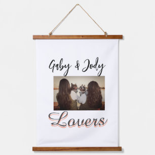 Pet friends besties add name pet photo animal love hanging tapestry