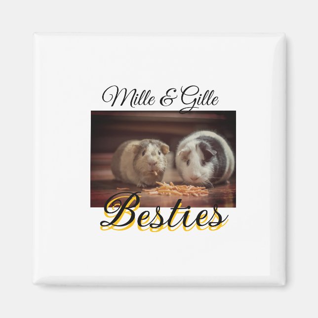 Pet friends besties add name pet photo animal love magnet (Front)