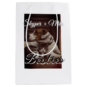 Pet friends besties add name pet photo animal love medium gift bag