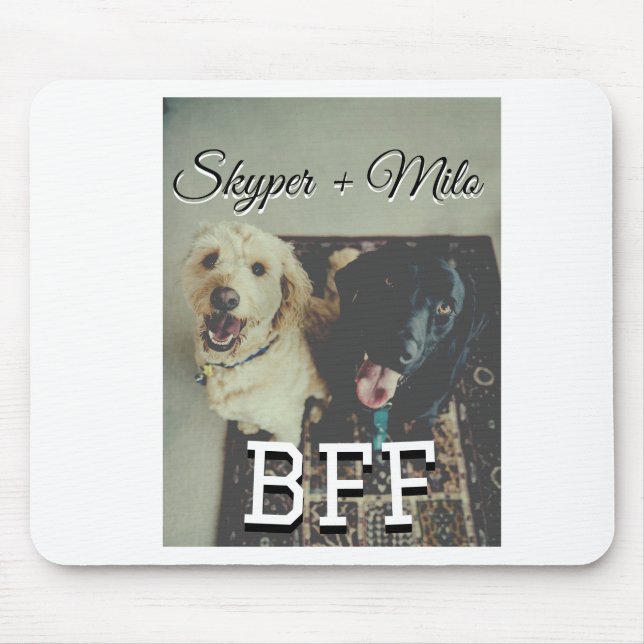 Pet friends besties add name pet photo animal love mouse mat (Front)