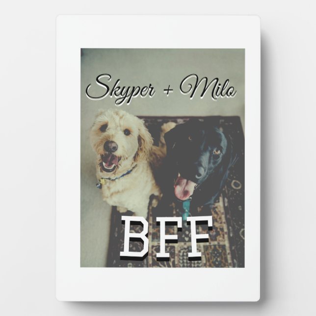 Pet friends besties add name pet photo animal love plaque (Front)