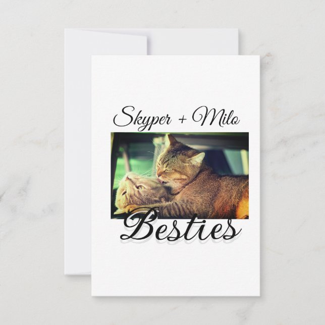 Pet friends besties add name pet photo animal love thank you card (Front)
