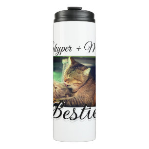 Pet friends besties add name pet photo animal love thermal tumbler