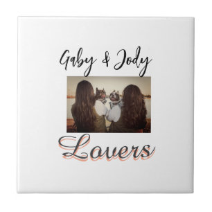 Pet friends besties add name pet photo animal love tile
