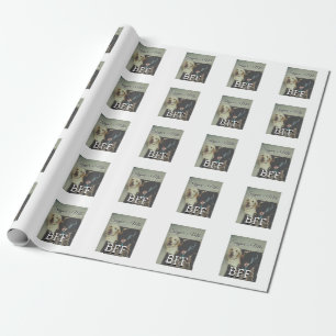 Pet friends besties add name pet photo animal love wrapping paper
