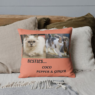 Pet Friends Cat Photo Names Besties BFF Fun Custom Cushion