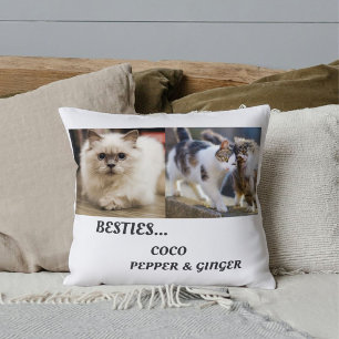 Pet Friends Cat Photo names Besties BFF Fun Custom Cushion