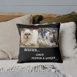 Pet Friends Cat Photo Names Besties BFF Fun Custom Cushion