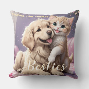 Pet Friends Dog Dad Cat Mum Gift BFF Besties Photo Cushion