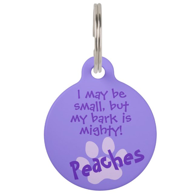 Pet Funny Humour, Paws, Name, Phone | Pastel Purpl Tag (Front)