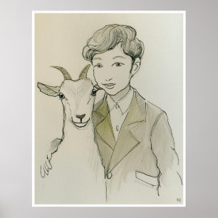 Pet Goat Drawing - Art Print