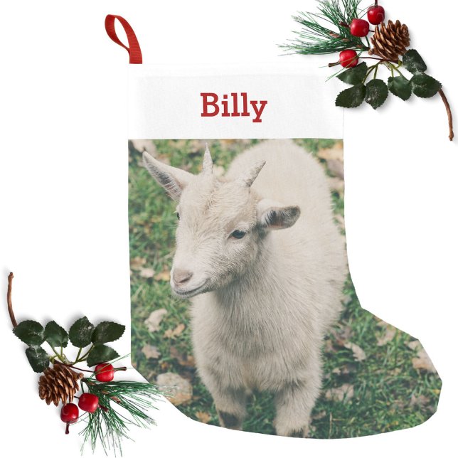 Pet Goat Lover Photo & Name Personalised Small Christmas Stocking (Creator Uploaded)