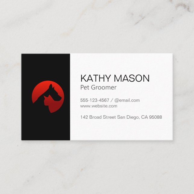 Pet Groomer | Cat Dog Care Business Card (Front)