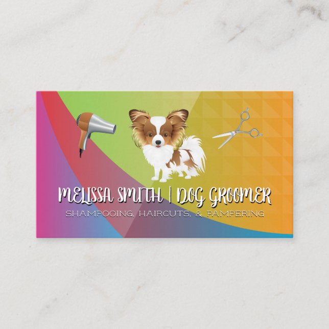 Pet Groomer | Cute Dog | Hair Tools Business Card (Front)