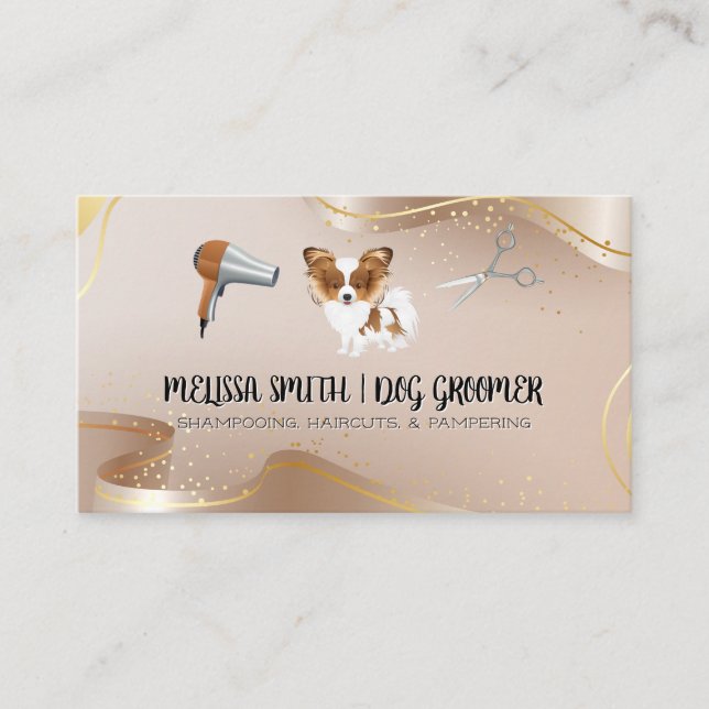 Pet Groomer | Cute Doggy | Hair Tools Business Card (Front)