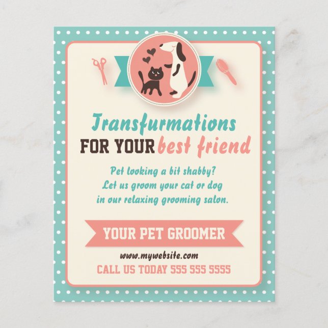 Pet Groomer Flyer - Customizable Doublesided (Front)